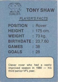 1981 Scanlens VFL #45 Tony Shaw Back